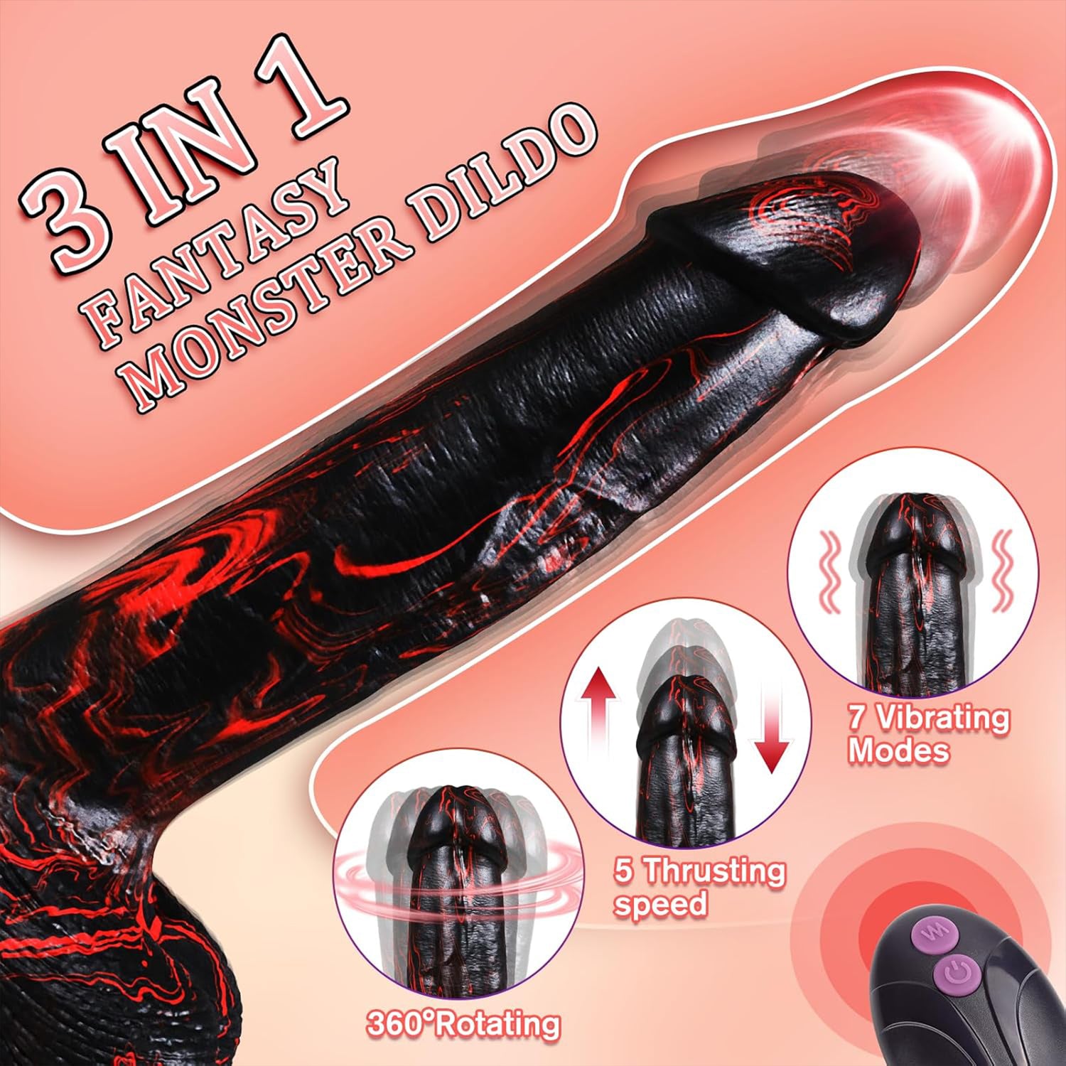 10 Inch Silicone Thrusting Dildo with Suction Cup – Huge Vibrating Dildo