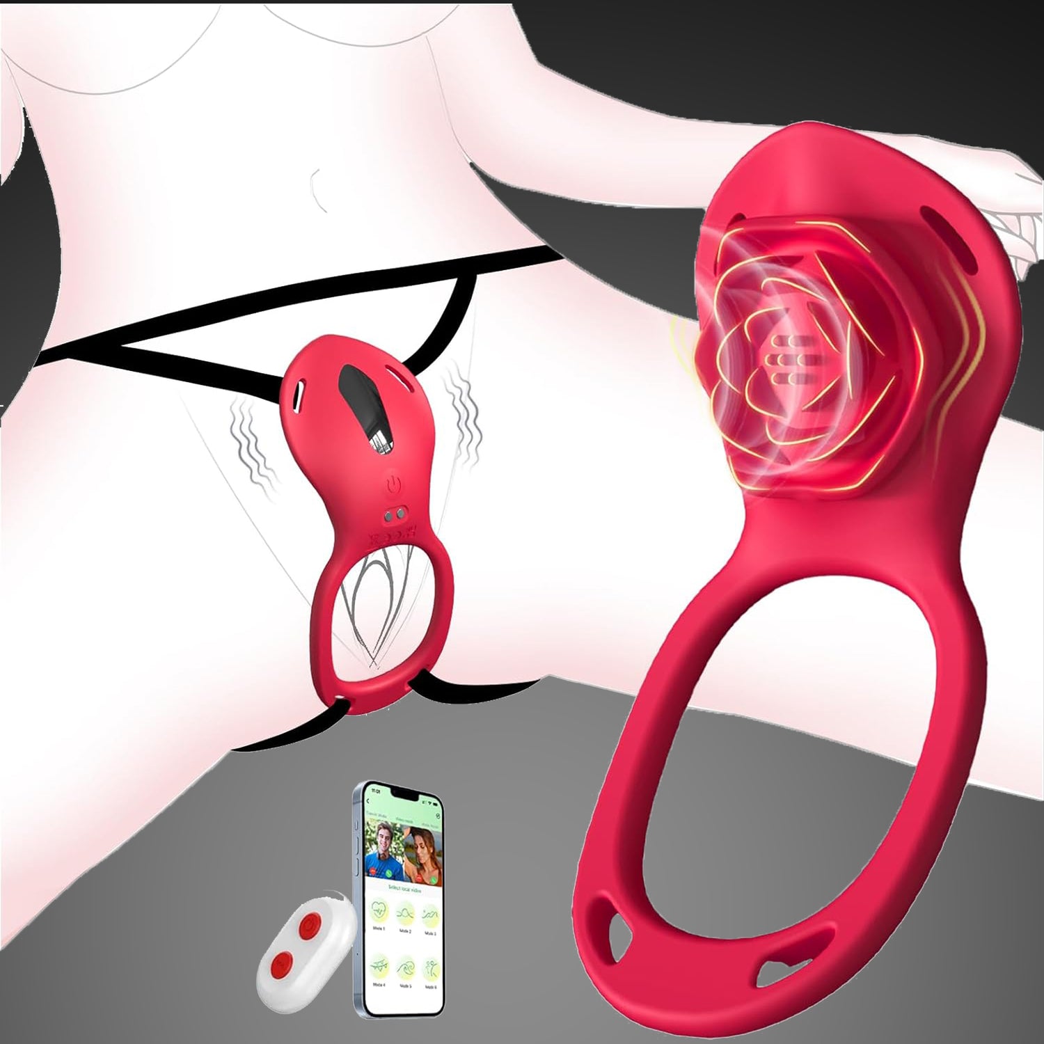 5-in-1 Rose Vibrator Modular Kit: Remote Control Couples Vibrator for G spot & Anal Play