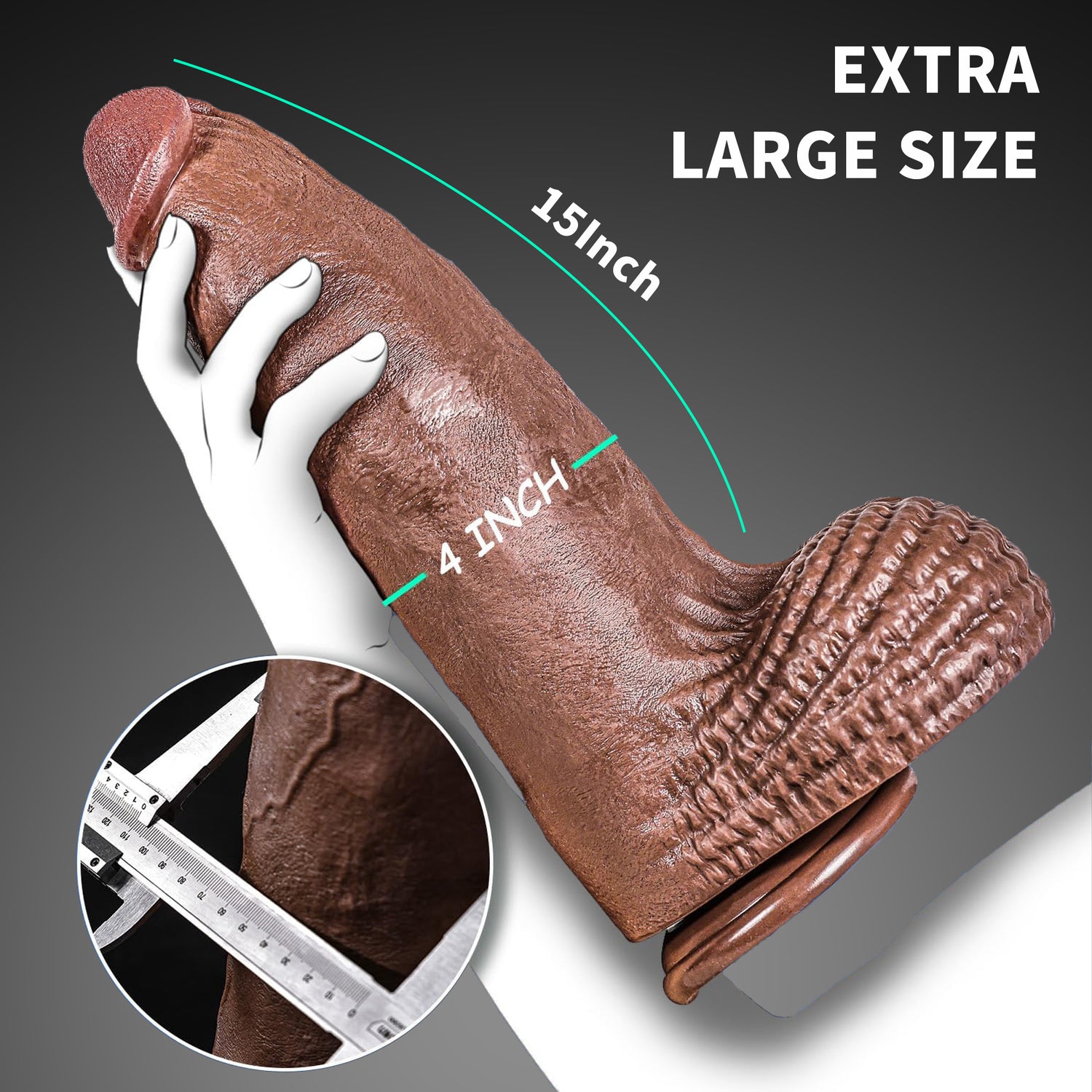 Huge Thick Realistic Dildo – Massive 15 Inch Suction Cup Dildo Anal Toy