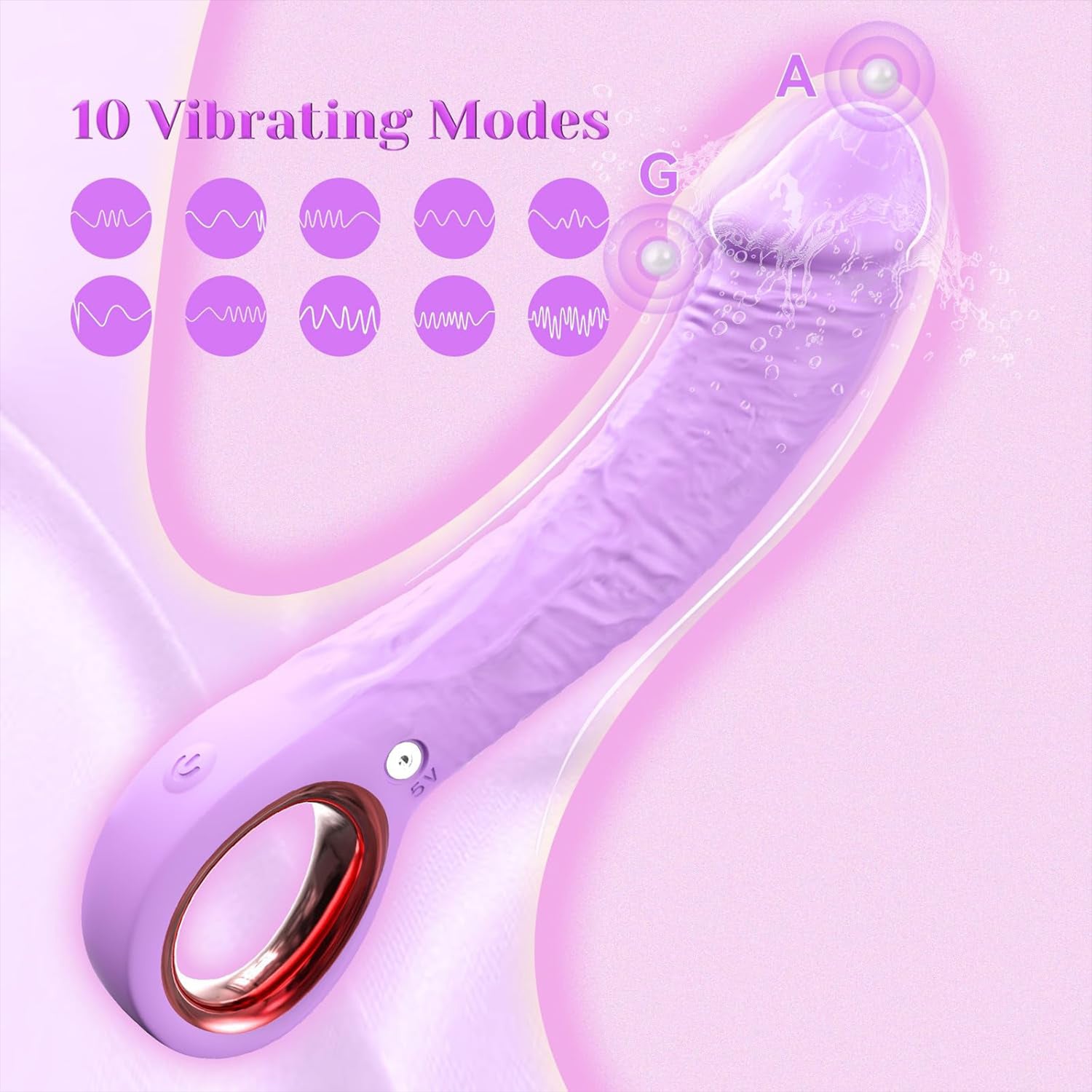 Realistic G‑Spot Dildo Vibrator with Ring Handle | 10 Modes