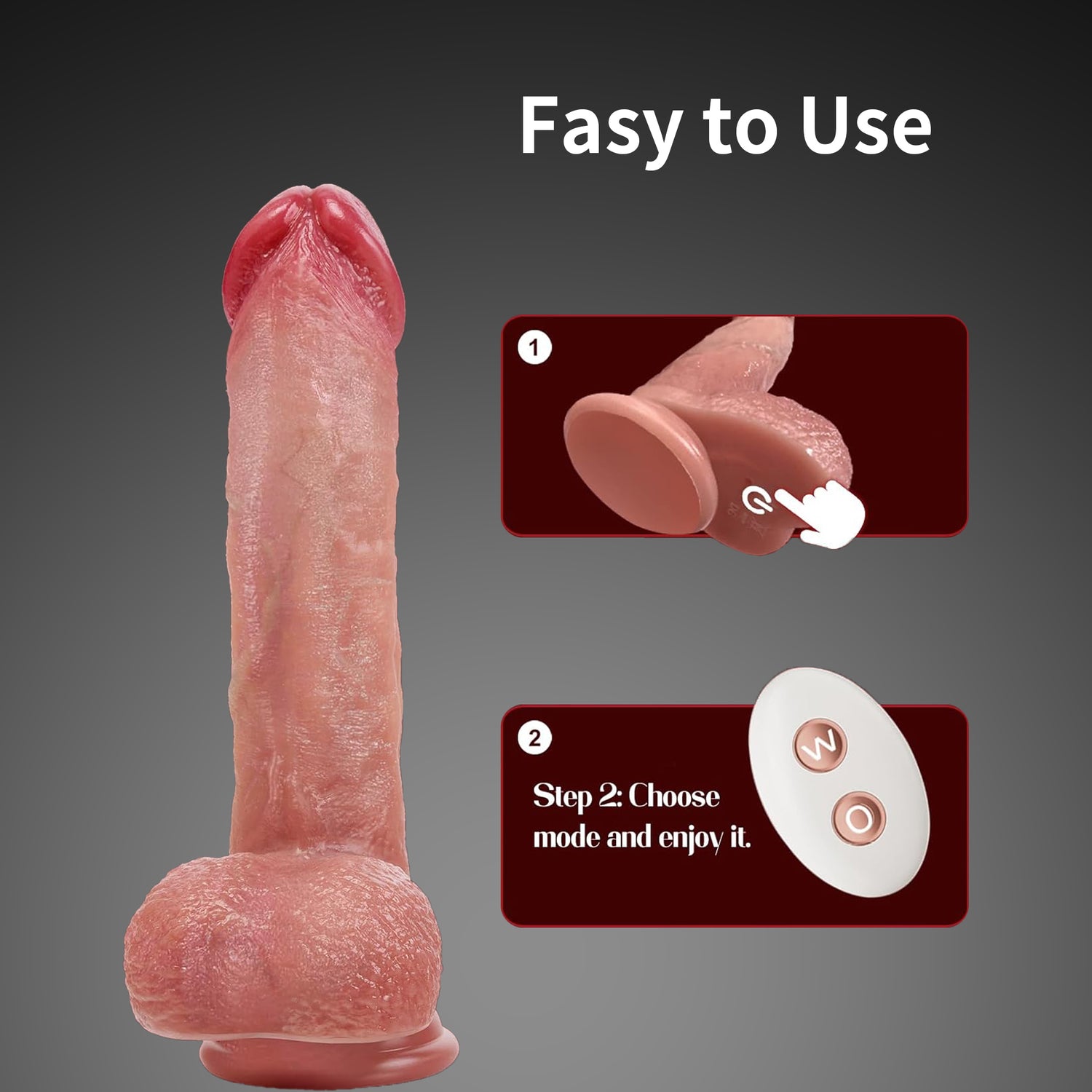8 Inch Thrusting Dildo with Heating & Remote Control